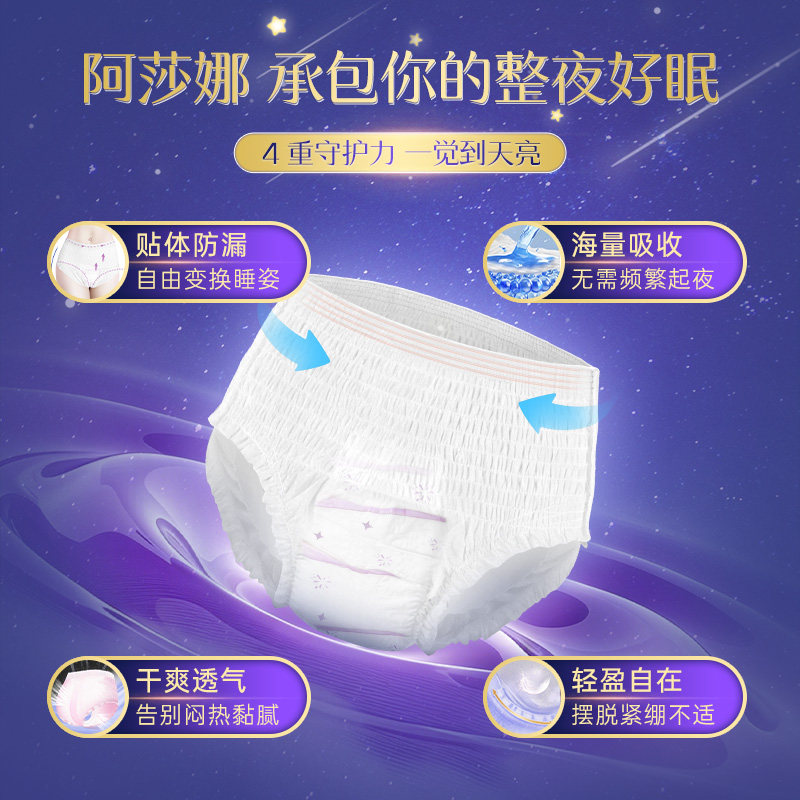 【阿莎娜】超薄透气防漏安睡裤1包