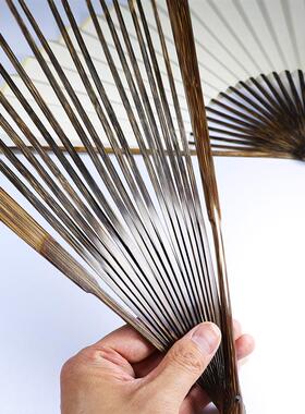 苏工金丝全棕竹折扇空白宣纸.寸股水滴造型书画扇子纸扇