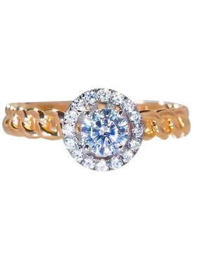 莫桑石链条圆包戒指镶嵌