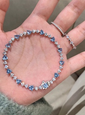 三爪满钻黄白间隔爱心手链