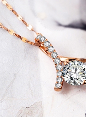 时尚1克拉人字型吊坠项链