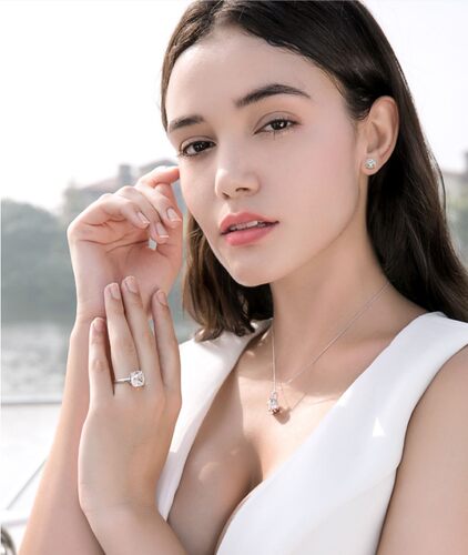 美国进口莫桑石六爪耳钉PT950纯铂金2025新款超闪简约日常通勤潮 - 图0