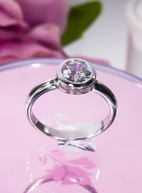 铂金泡泡圆钻戒指单钻1克拉