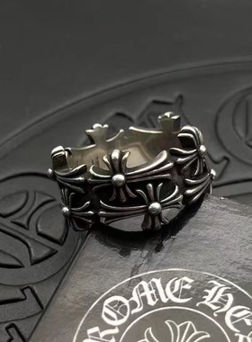 暗黑风朋克十字架开口戒指男复古做旧对戒轻奢小众高级感尾戒