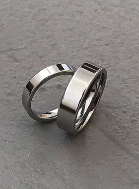 潮流修饰手指纯银色钛钢不褪色光面戒指简约情侣百搭对戒