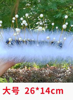 车载羽毛珍珠汽车防滑垫中控台汽车副驾驶摆件防滑垫子用品