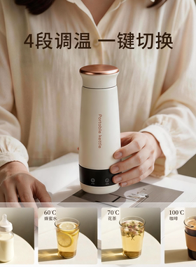 山雄 300ml便携式电热水杯SY-630A 304内胆保温加热恒温数显300W