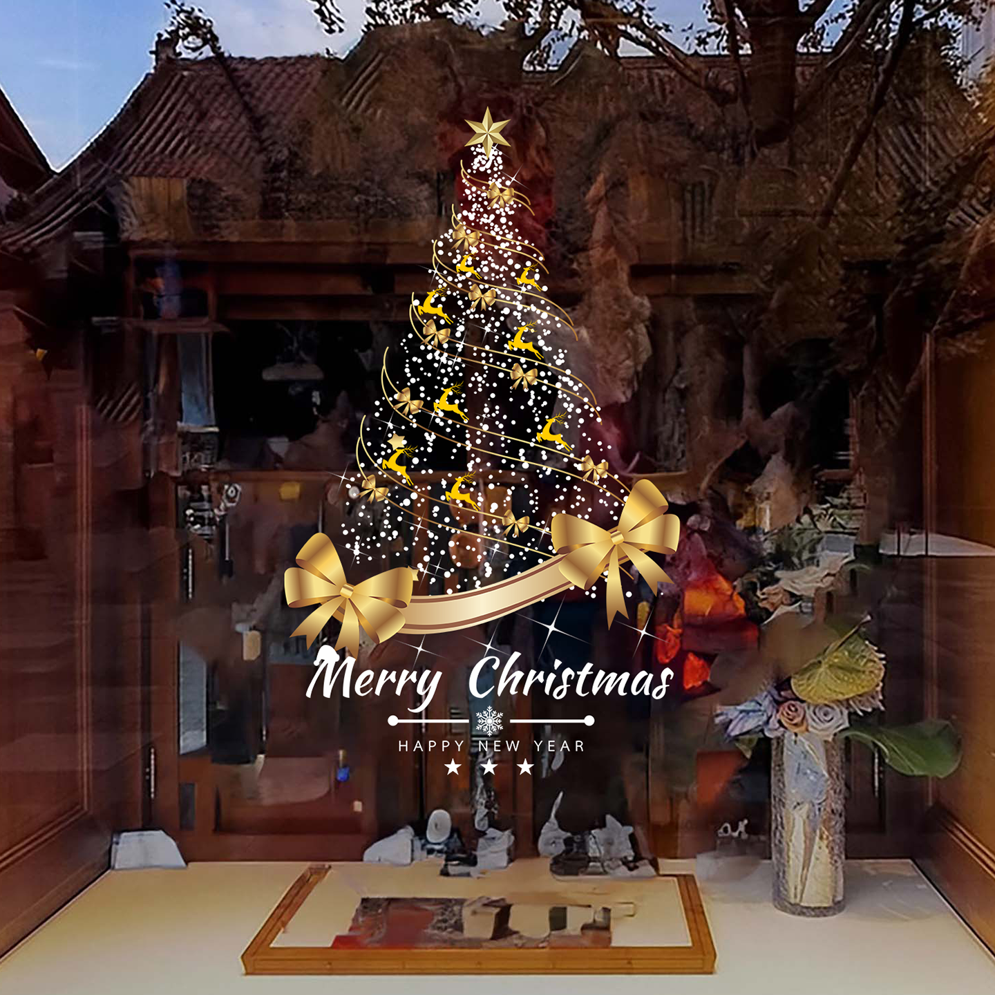 2026新年圣诞节装饰品静电贴圣诞树橱窗贴玻璃门贴纸场景布置挂件,淘宝优惠券,粉丝福利购,淘宝优惠卷