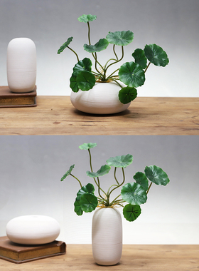 陶瓷花瓶白色螺纹新中式客厅
