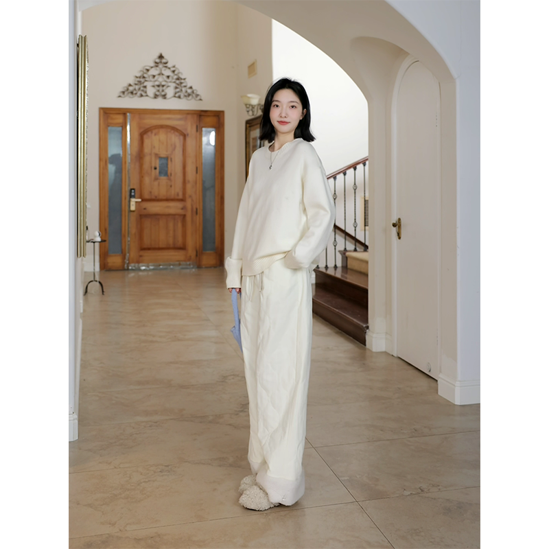 【年终清仓 售完不补】 冬季棉裤保暖宽松直筒松紧腰抽绳阔腿裤,淘宝优惠券,粉丝福利购,淘宝优惠卷