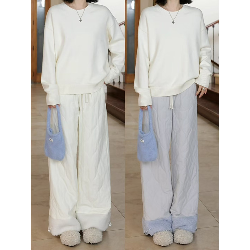 【年终清仓 售完不补】 冬季棉裤保暖宽松直筒松紧腰抽绳阔腿裤,淘宝优惠券,粉丝福利购,淘宝优惠卷