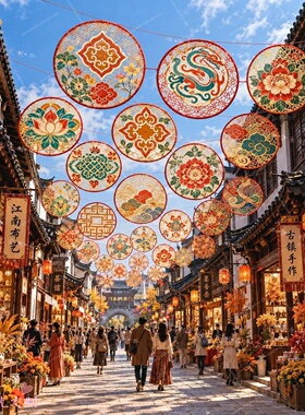 元旦春节网红打卡引流圆扇花吊饰