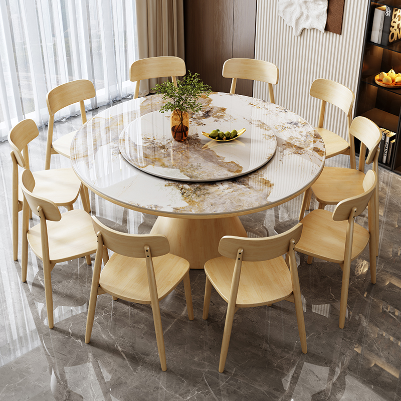 岩板餐桌椅2025新款家用轻奢现代简约圆桌小户型客厅酒店吃饭桌子 - 图0