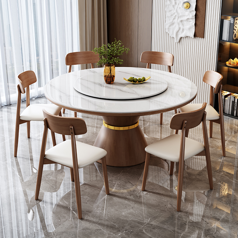 岩板餐桌椅2025新款家用轻奢现代简约圆桌小户型客厅酒店吃饭桌子 - 图1