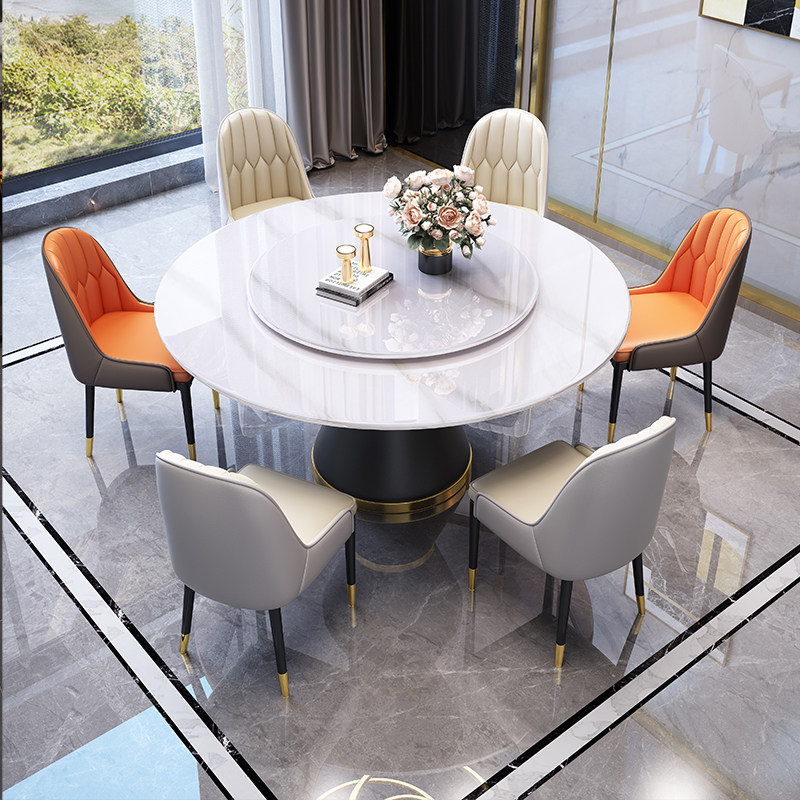 岩板餐桌椅大圆桌2025新款家用酒店轻奢现代简约带转盘圆形吃饭桌,淘宝优惠券,粉丝福利购,淘宝优惠卷