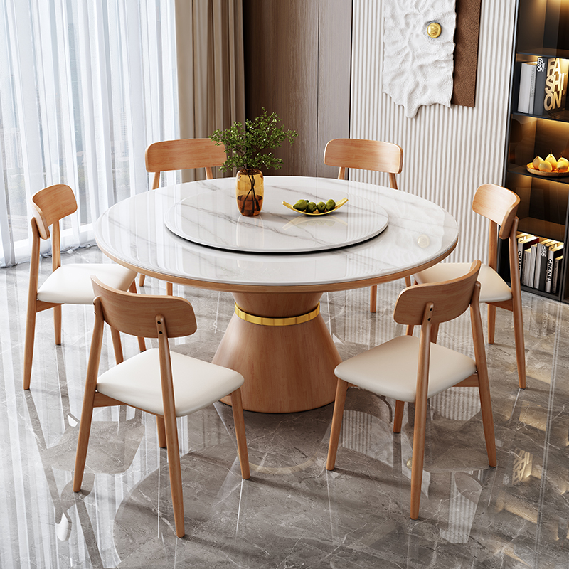 岩板餐桌椅2025新款家用轻奢现代简约圆桌小户型客厅酒店吃饭桌子 - 图2