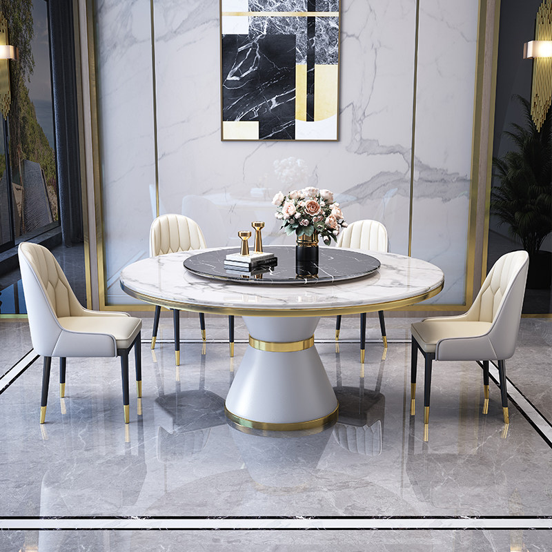 岩板餐桌椅大圆桌2025新款家用酒店轻奢现代简约带转盘圆形吃饭桌,淘宝优惠券,粉丝福利购,淘宝优惠卷