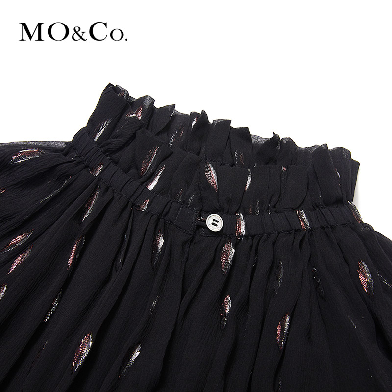 MOCO2019秋季新品绑带刺绣提花连衣裙 摩安珂奥莱清仓