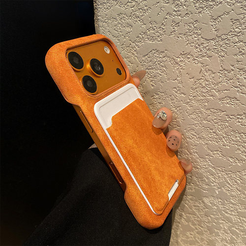 ins风牛仔纹卡包适用谷歌pixel10a手机壳pixe9proxl晕染pixel8por橙色9a绒布简约7立体10por插卡Google卡套女 - 图2
