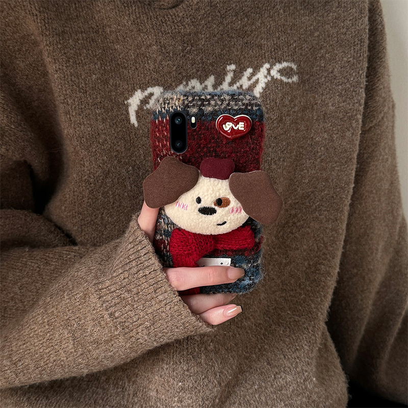 围巾爱心小狗适用oppo一加ace6手机壳1+15秋冬ace5竞速版13t毛绒12拼色11pro条纹3v绒布9rt卡通8女7十oneplus - 图2