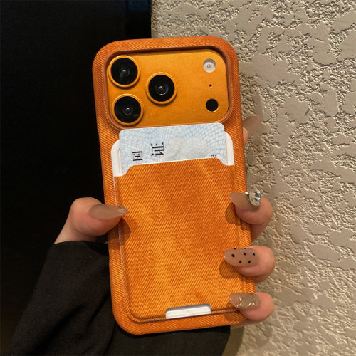 ins风牛仔纹卡包适用谷歌pixel10a手机壳pixe9proxl晕染pixel8por橙色9a绒布简约7立体10por插卡Google卡套女 - 图1
