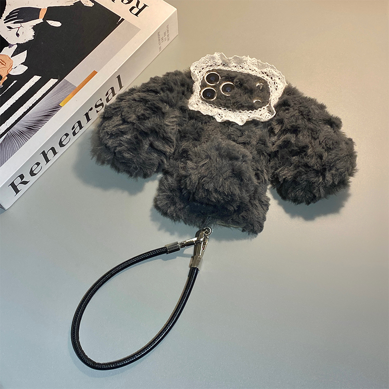 毛绒兔子耳朵适用vivoxfold5pro手机壳xfold+背带xfold3斜挎xflip挂绳xfold2秋冬vivo折叠屏卡通十简约硬壳女 - 图3