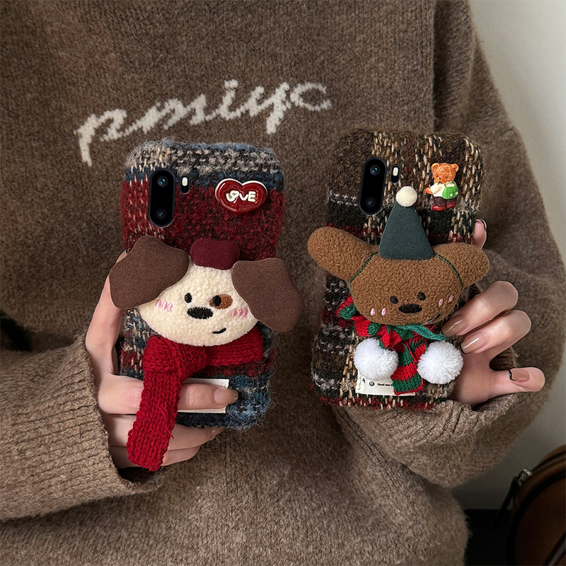 围巾爱心小狗适用oppo一加ace6手机壳1+15秋冬ace5竞速版13t毛绒12拼色11pro条纹3v绒布9rt卡通8女7十oneplus - 图0