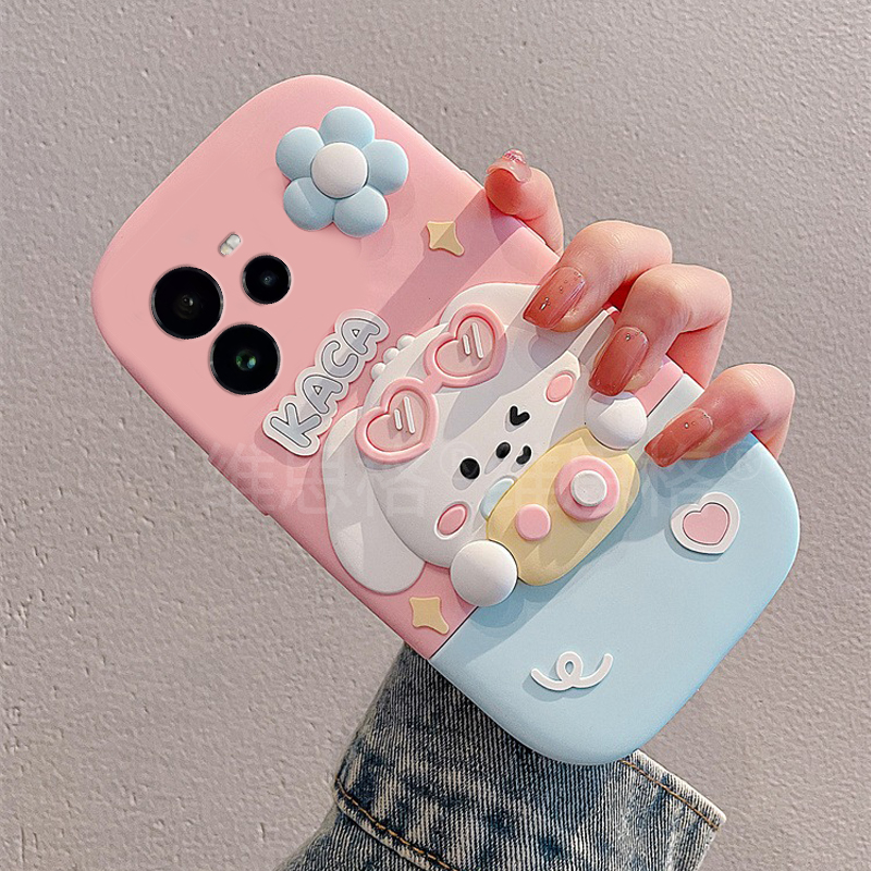 爱心玉桂狗适用oppo真我13pro+手机壳gtneo5se卡通12可爱11带gt7立体6旋转q3s花朵v25硅胶x2十realme软壳0pp0 - 图3