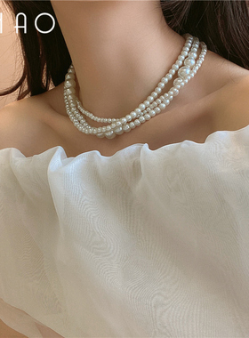 小众高级多层珍珠项链女