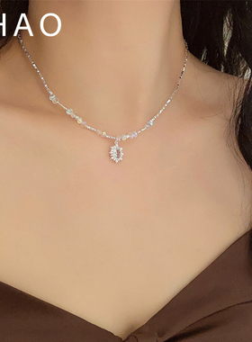 复古宫廷风闪耀水晶串链项链碎石链条小众轻奢风百搭锁骨链颈链女