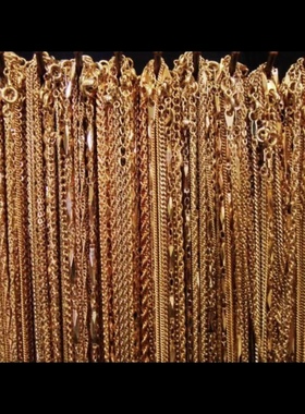 中古项链锁骨链银链金链镀金18金材质合金镀金裸链