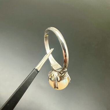 中古饰品珍珠镶嵌女士复古戒指指环90年代中期产物收藏自用