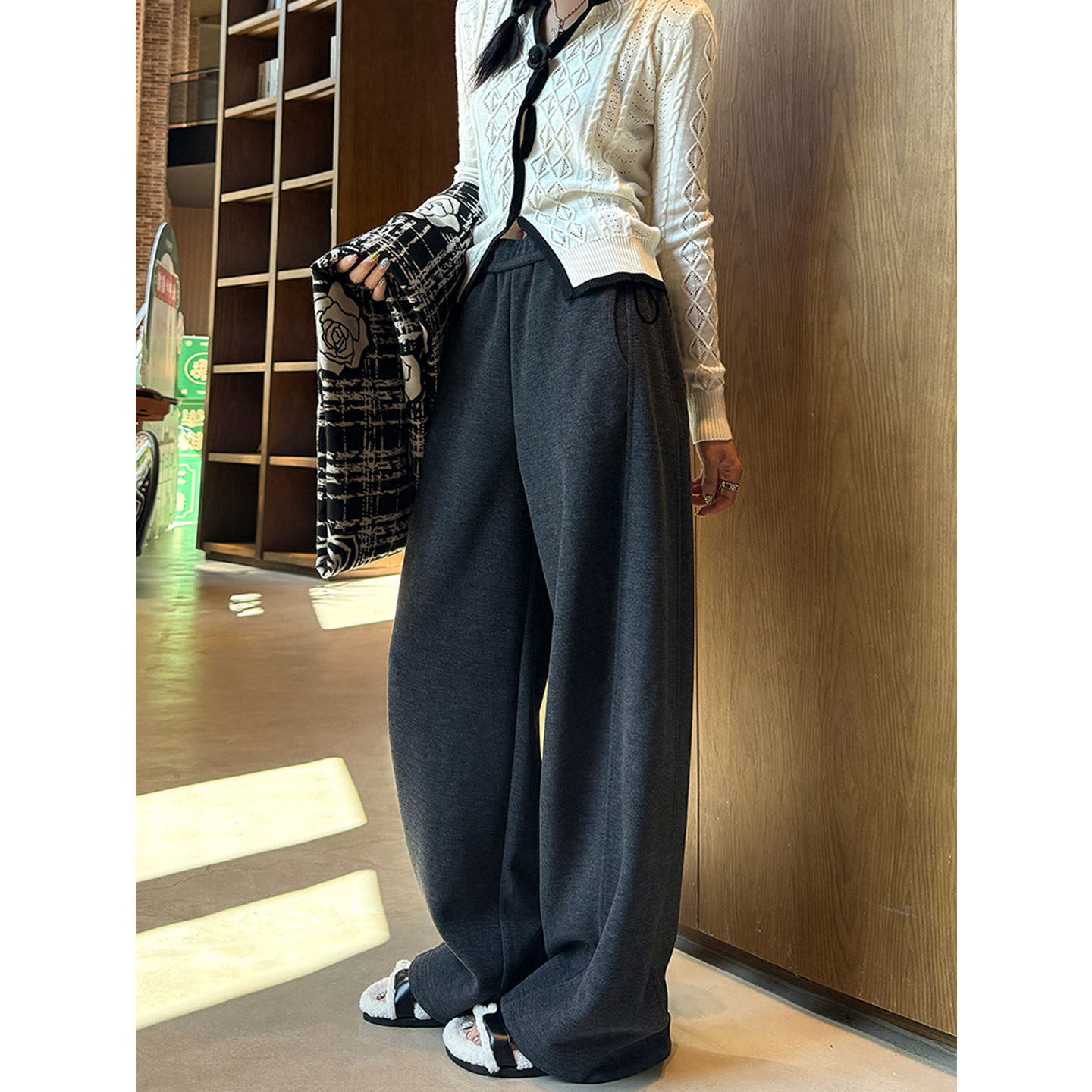 无托腹孕妇阔腿裤子冬季加绒2025新款外穿宽松显瘦休闲直筒弯刀裤,淘宝优惠券,粉丝福利购,淘宝优惠卷