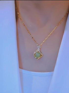 【38女神节】新款小荷包项链女气质时尚百搭轻奢绿色复古小众简约