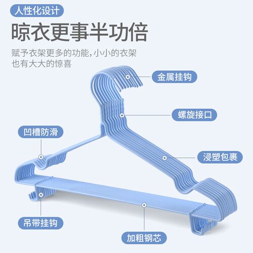 衣架家用加粗晾衣服架衣撑撑子儿童衣挂批发晒挂衣架子宿舍用学生 - 图1