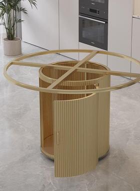 轻奢圆形大理石桌脚不锈钢金属底座岩板圆桌腿支架大圆桌支撑腿架