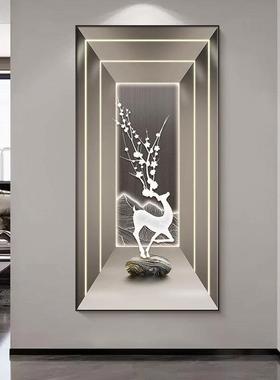 空间延伸玄关装饰画现代简约客厅入户走廊过道挂画轻奢抽象画竖版