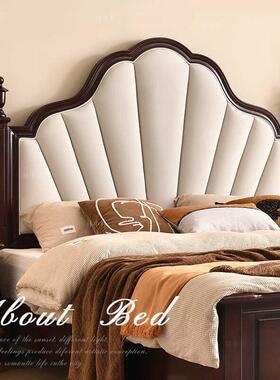 美式复古深色实木床乡村风格轻奢床主卧室双人软靠高箱储物大床
