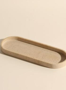 长方形浴室卫生间桌面轻奢洗手台牙杯漱口杯置物X^洞石洗漱台托盘