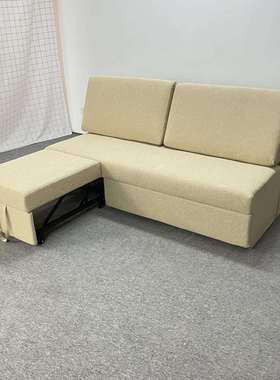 布艺仿棉麻双人位无扶手小户型公寓出租房多功能可折叠沙发床两用