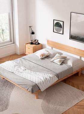 实木床现代简约榉木单人床日式小户型省空间主卧床双人床床架组合