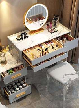 亚克力实木梳妆台简约现代卧室轻奢小户型化妆台储物柜一体化妆桌