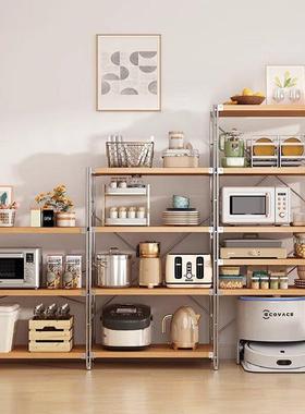 日式置物架落地货架多层客厅阳台书架简约储物架厨房微波炉收纳架