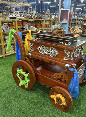 高端艺术蒙古烤全羊车民族特色蒙餐实木雕刻手推羊车全羊盘餐具