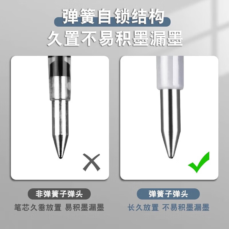 得力臻顺滑按动笔芯S08中性笔专用笔芯0.5mm子弹头黑色按压式中性笔替芯学生刷题笔替换笔芯 - 图3