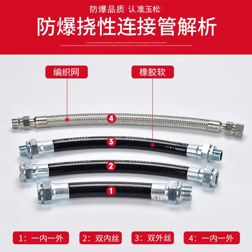 BNG防爆软管挠性连接软DN15 20橡胶钢丝304不锈钢绕穿线管4/6分定 - 图2
