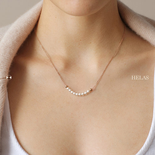 【马君妍同款】HELAS赫拉微笑Akoya海水珍珠项链女颈链18K金吊坠 - 图2