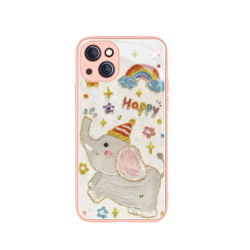 适用iphone17/16promax赵露思同款15pro手机壳14苹果13mini油画12大象11可爱创意xsmax高级感8puls小众11玻璃 - 图3