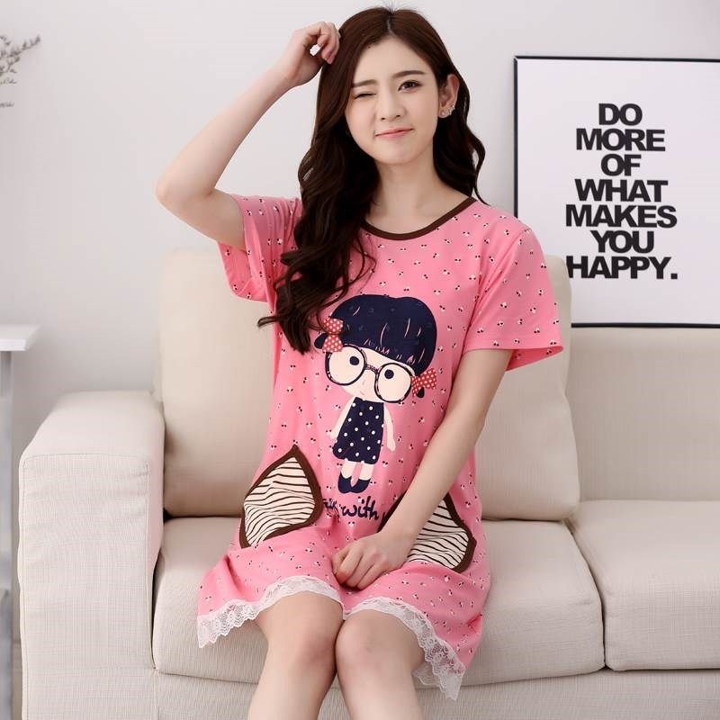 大码宽松版短款睡裙可爱日系短裙 束士步睡裙