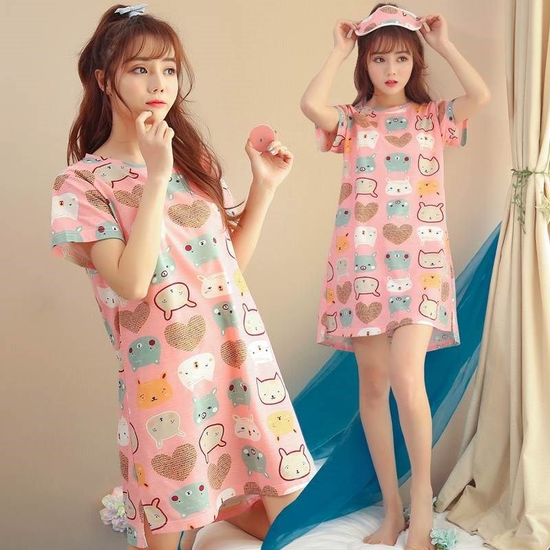 大码宽松版短款睡裙可爱日系短裙 束士步睡裙